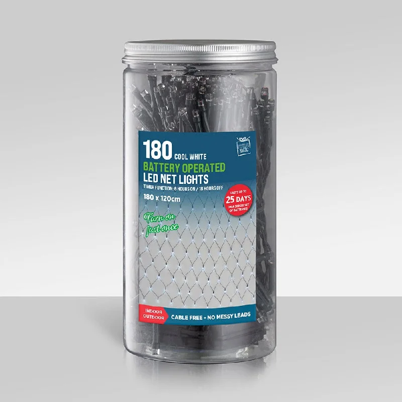 180 B/O LED Net Lights In Jar with Timer Asst