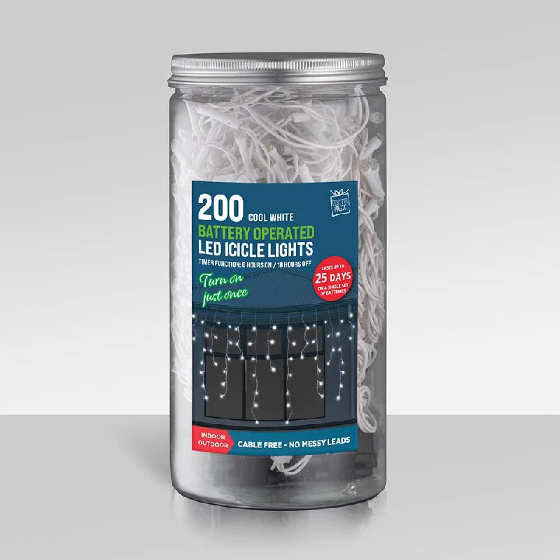 200 B/O LED Cool Icicle Lights in Jar