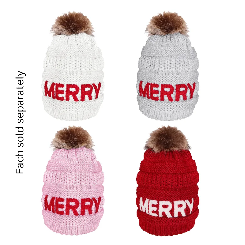 Candy Lane Merry Chenille Letter Sherpa Beanie