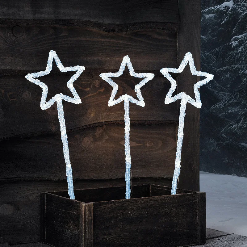 3 Acrylic Star LED Stake Lights