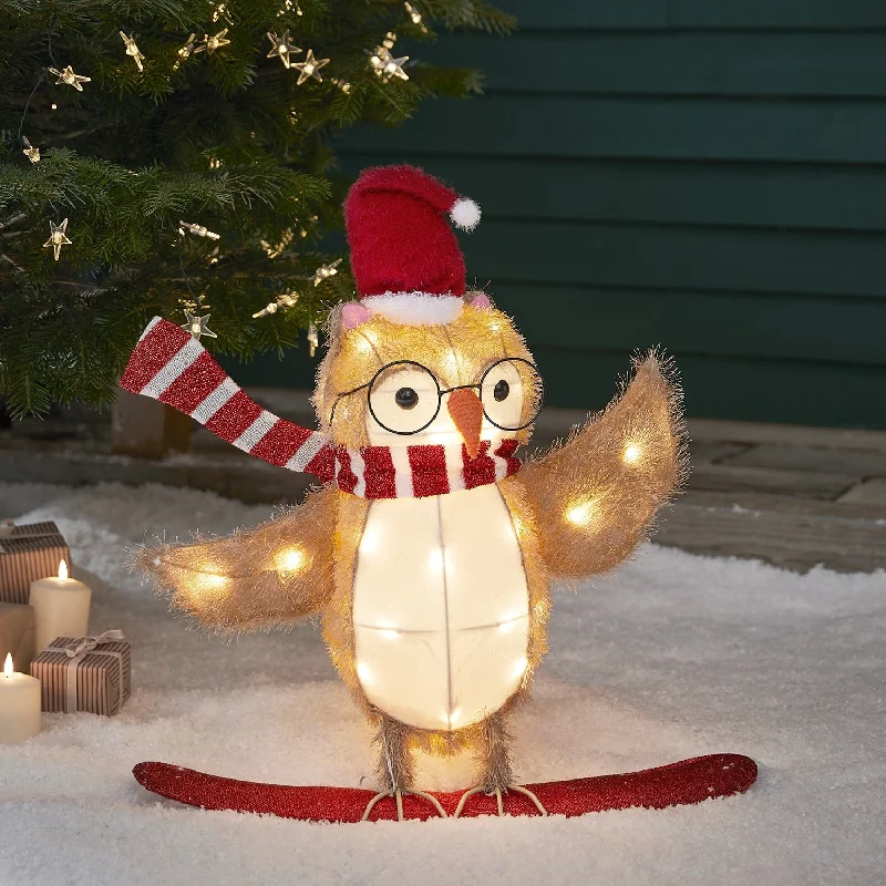 54cm Snowboarding Owl Battery Christmas Figure