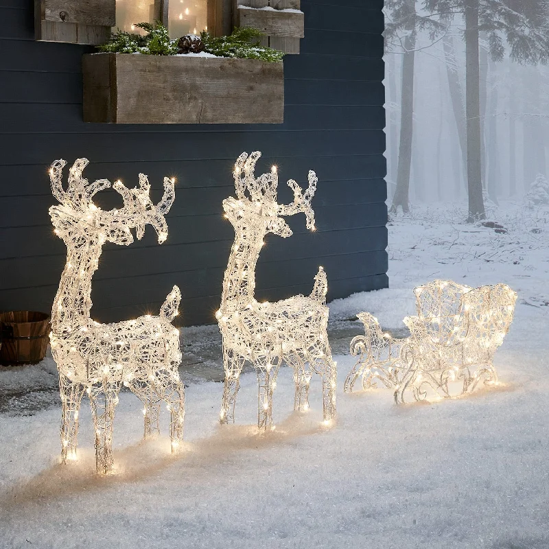 70cm Swinsty LED Light Up Reindeer & Sleigh