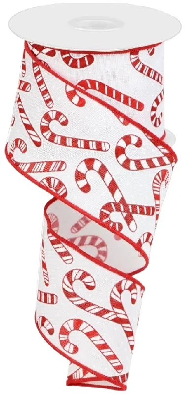 10 Yards of Candy Cane on Faux Royal Burlap Ribbon with Wired Edges