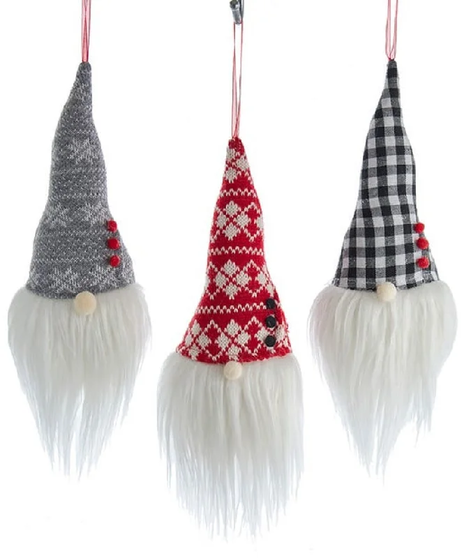 11" Gingham Holiday Gnome Head Ornament