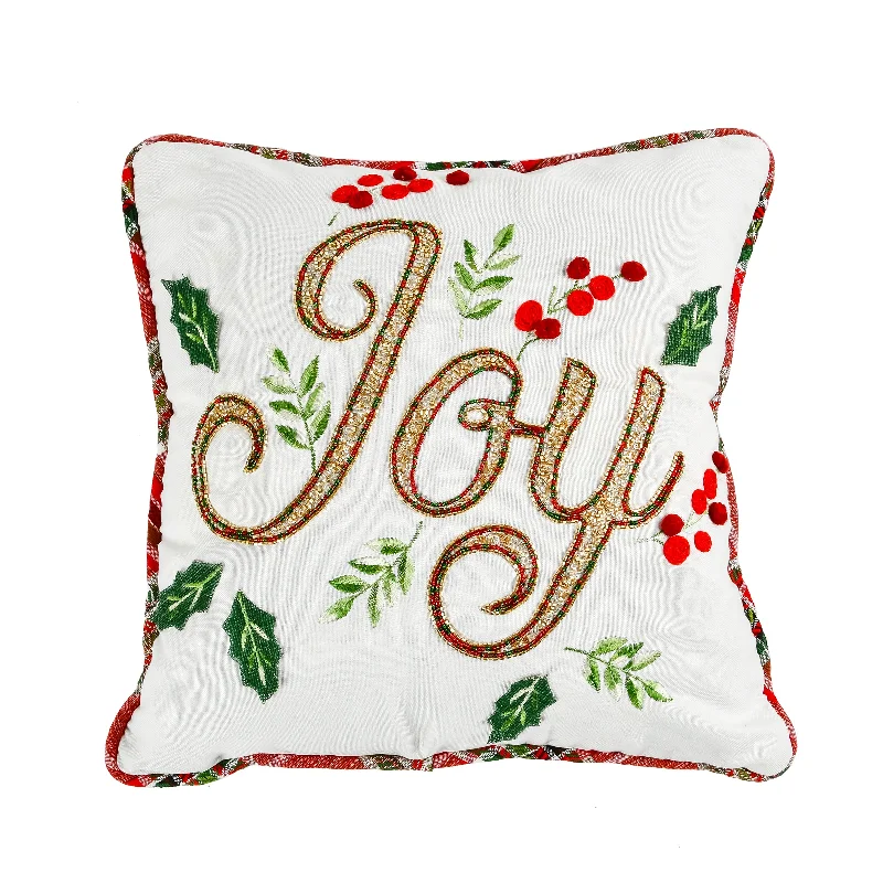 18 in. HGTV Home Collection Embroidered Joy Christmas Pillow