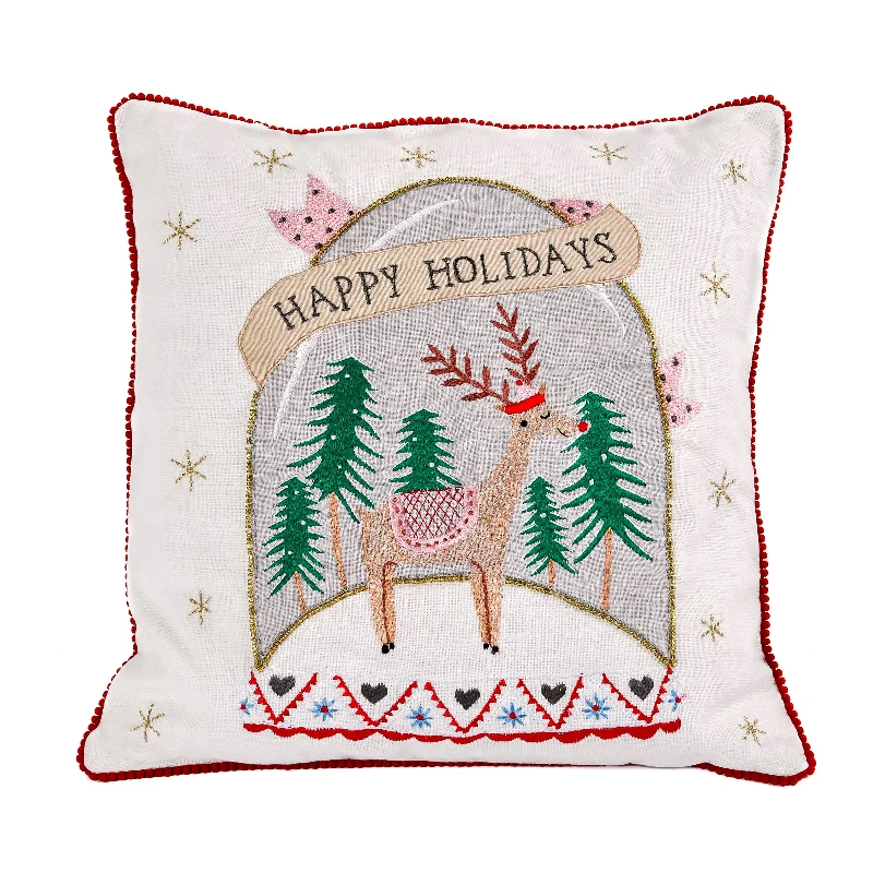 18 in. HGTV Home Collection Snow Globe Christmas Pillow