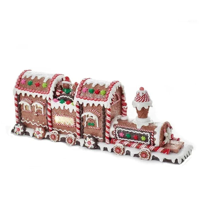 19.5" Battery-Operated LED Gingerbread Train