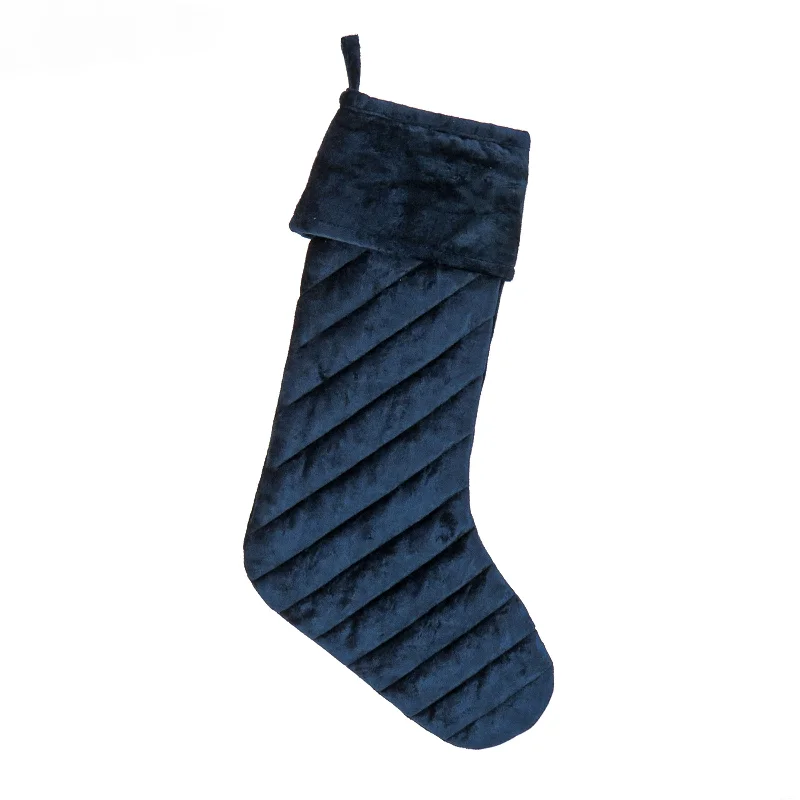 19 in. HGTV Home Collection Quilted Velvet Stocking, Blue