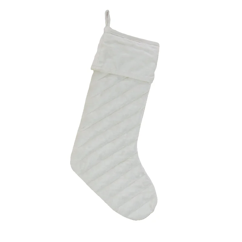 19 in. HGTV Home Collection Quilted Velvet Stocking, Ivory