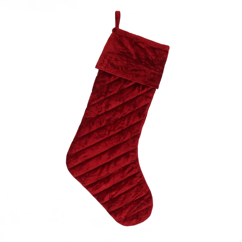 19 in. HGTV Home Collection Quilted Velvet Stocking, Red