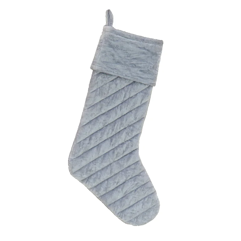 19 in. HGTV Home Collection Quilted Velvet Stocking, Silver