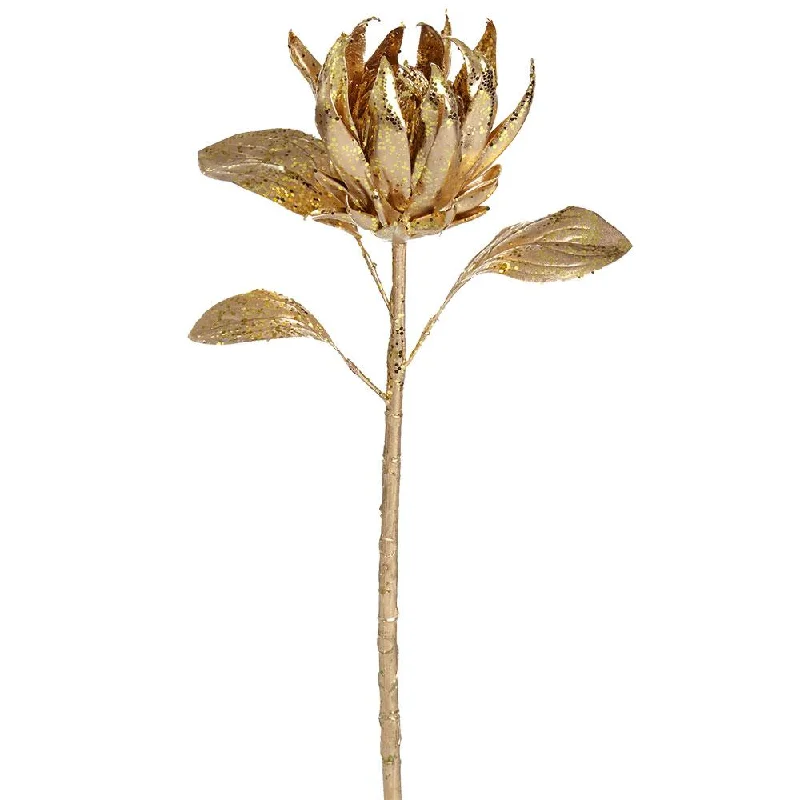 20" Glittered Metallic Protea Spray (Gold)