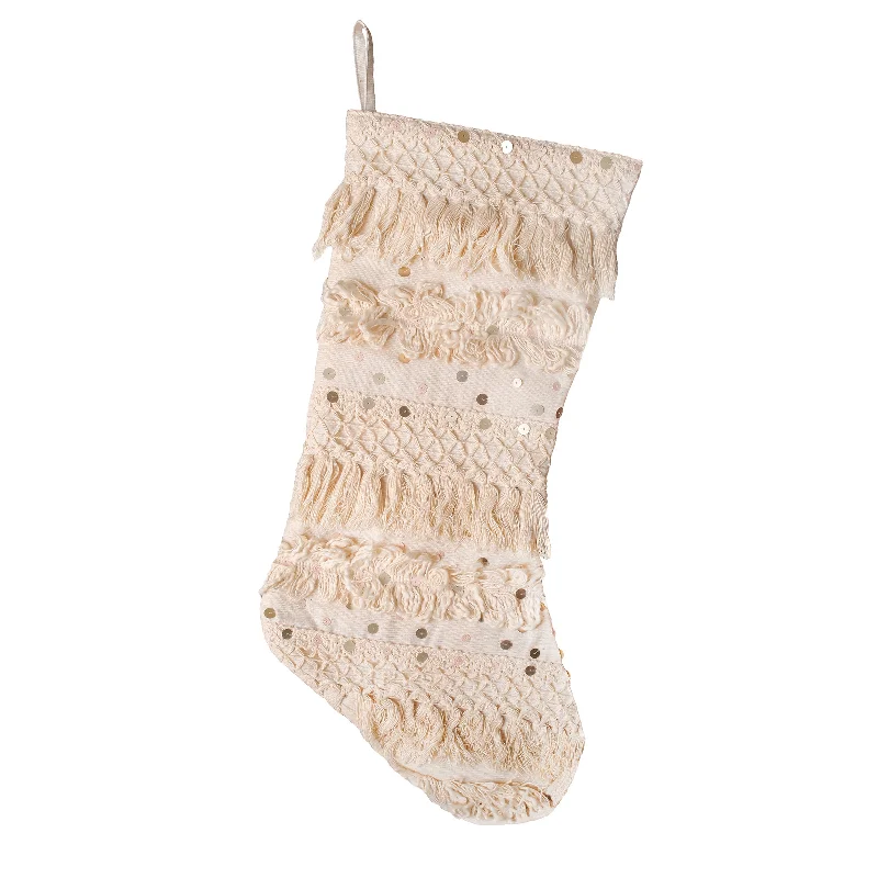 20 in. HGTV Home Collection Fringe and Sequin Stocking