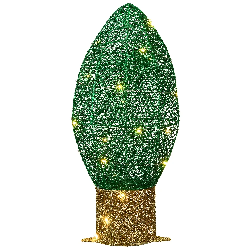 20 in. Pre-Lit Green Christmas Light Bulb Decoration