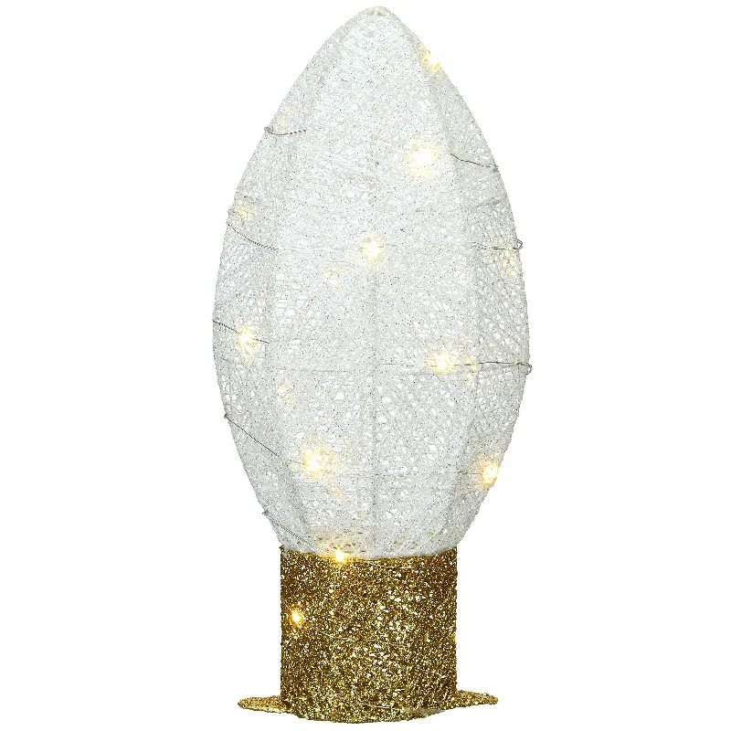 20 in. Pre-Lit White Christmas Light Bulb Decoration