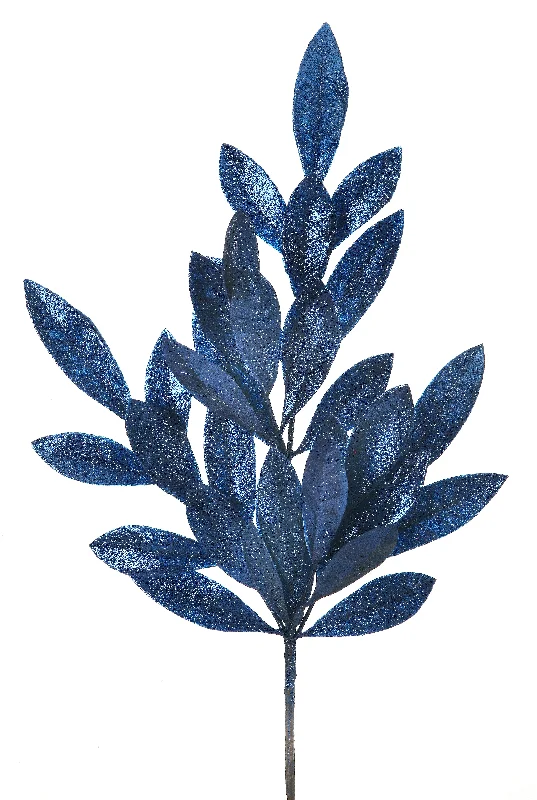 21" Dark Blue Bay Leaf Pick Spray