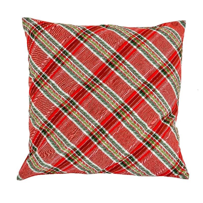 24 in. HGTV Home Collection Bias Cut Red Plaid Pillow