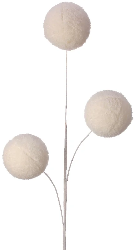 28" White Sweater Ball Pick Spray