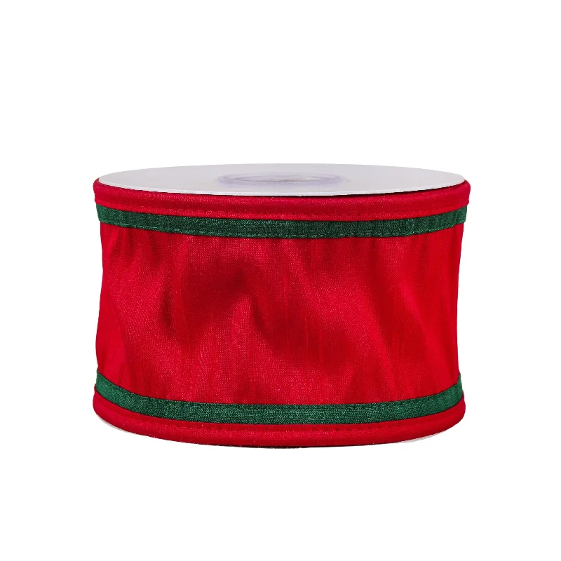 3 in. HGTV Home Collection Dupioni Double-Sided Ribbon, Red & Green