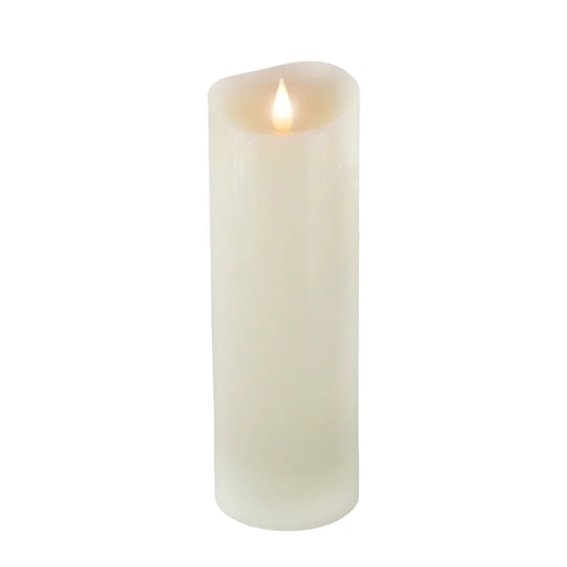 3 in. by 9 in. HGTV Home Collection Flameless Heritage Pillar Candle, Ivory