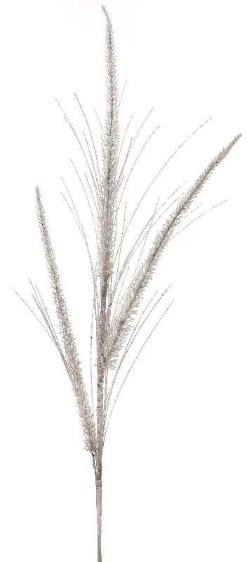 34" White Glitter Mica Triple Spike Grass Spray