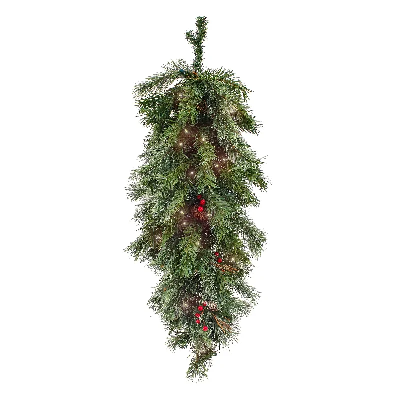 36 in. Pre-Lit Glistening Pine Teardrop with LED Lights