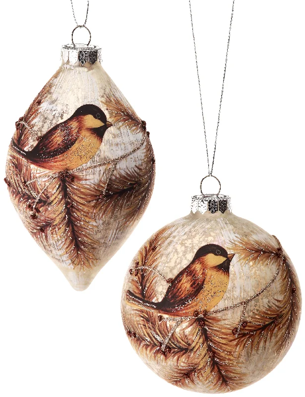 4-5" Glass Chickadee Ornament