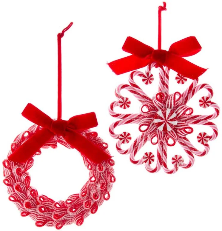 4.92" Peppermint Wreath Ornament