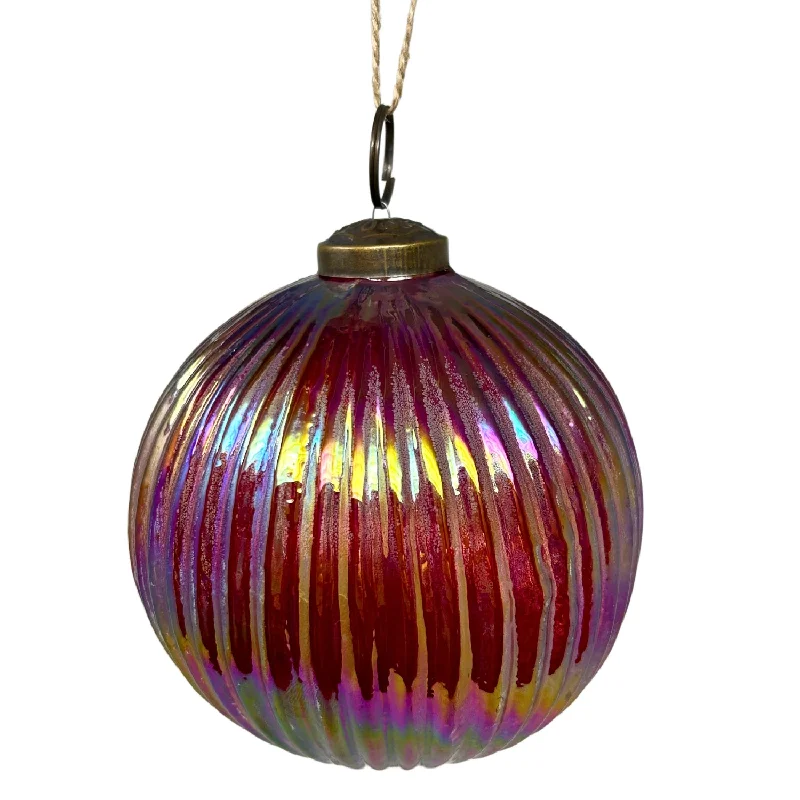 4" Glass Stripe Ornament Rainbow