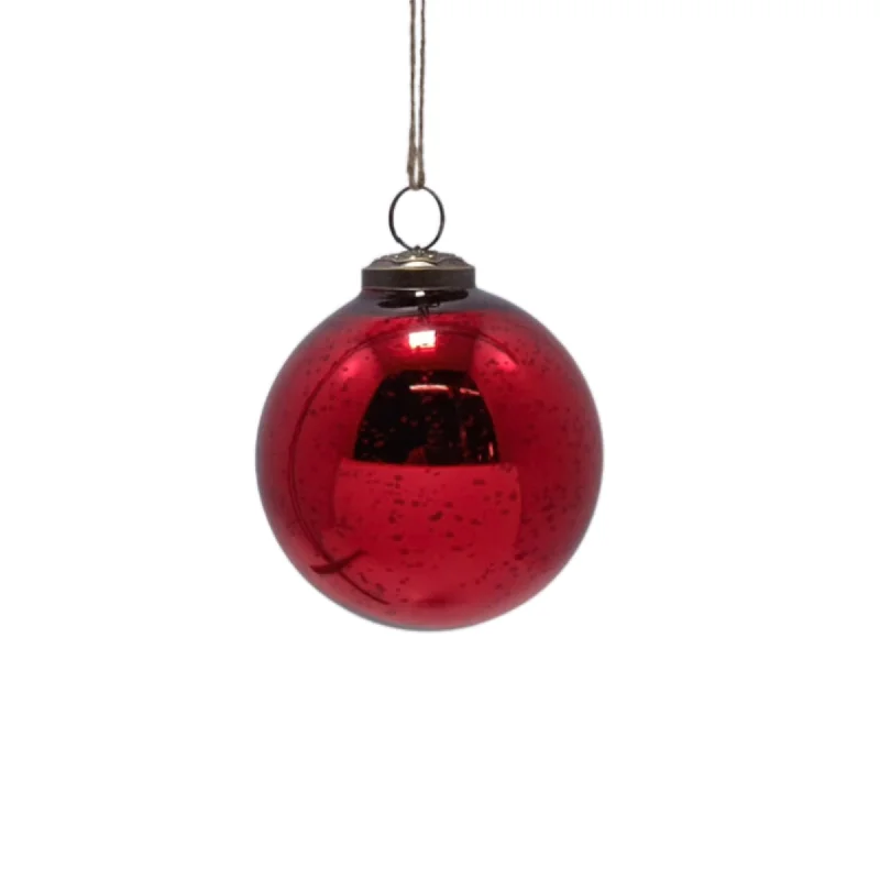 4'' Mercury Glass Ball Orn. Red (Set of 4) | SB