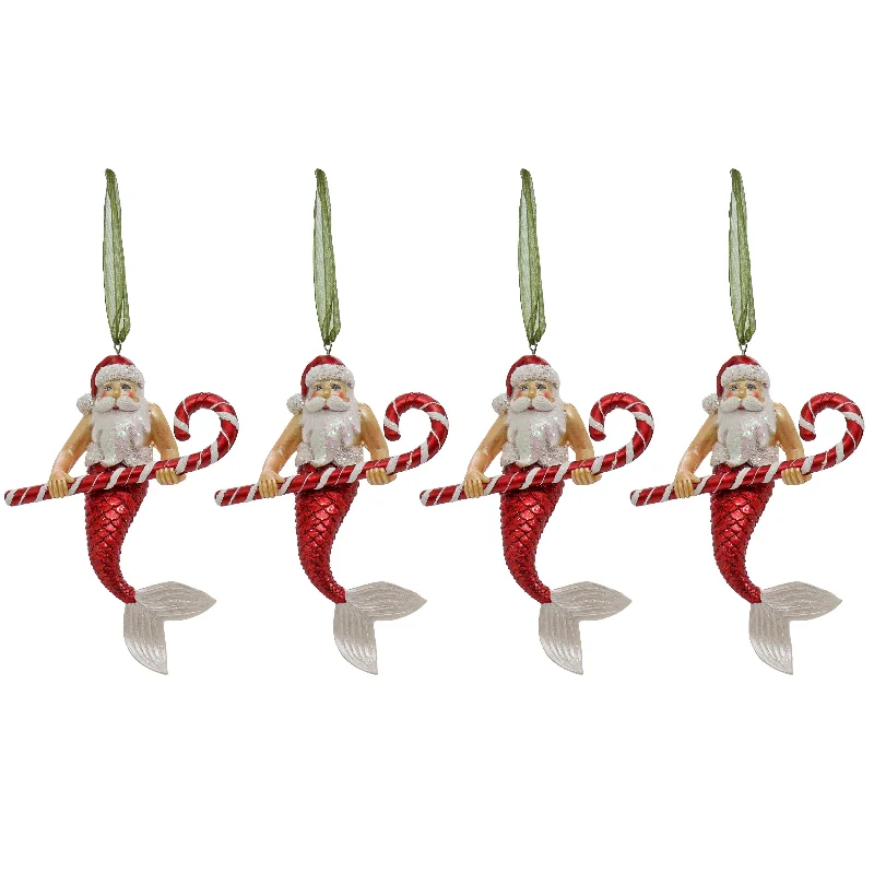 4-Piece HGTV Home Collection Santa Merman Ornaments