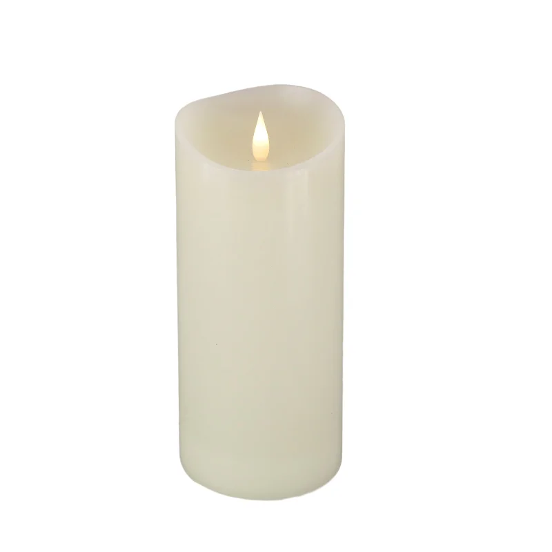 4 in. by 10 in. HGTV Home Collection Flameless Heritage Pillar Candle, Ivory