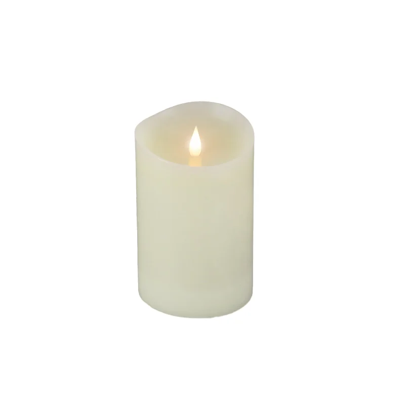 4 in. by 6 in. HGTV Home Collection Flameless Heritage Pillar Candle, Ivory