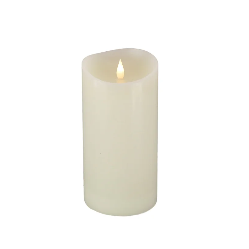 4 in. by 8 in. HGTV Home Collection Flameless Heritage Pillar Candle, Ivory