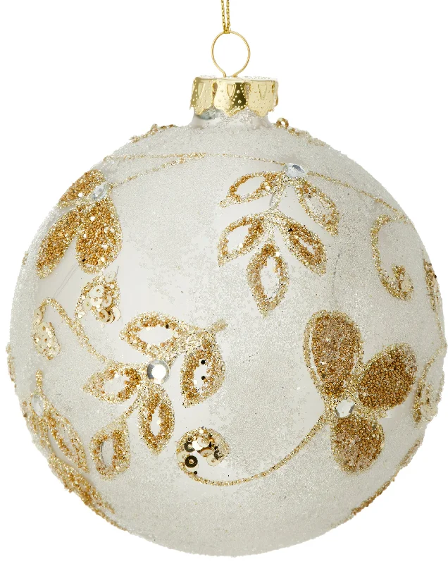 4" Glass Vine Pearl Ornament