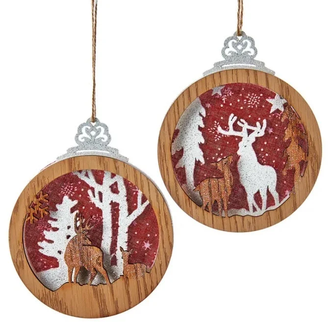 5.3" Wooden Deer Ornament