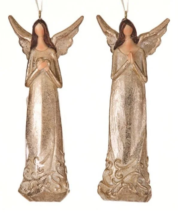 5.5" Champagne Resin Angel Ornament