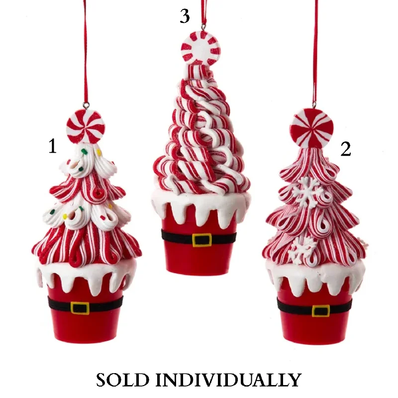 Candy Swirl Tree In Santa Bucket Ornaments (3 Styles – Sold individually)