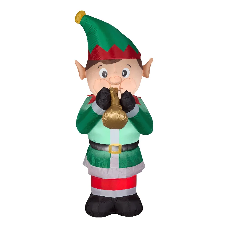 6 ft. Inflatable Trumpet Playing Elf with  LED Lights