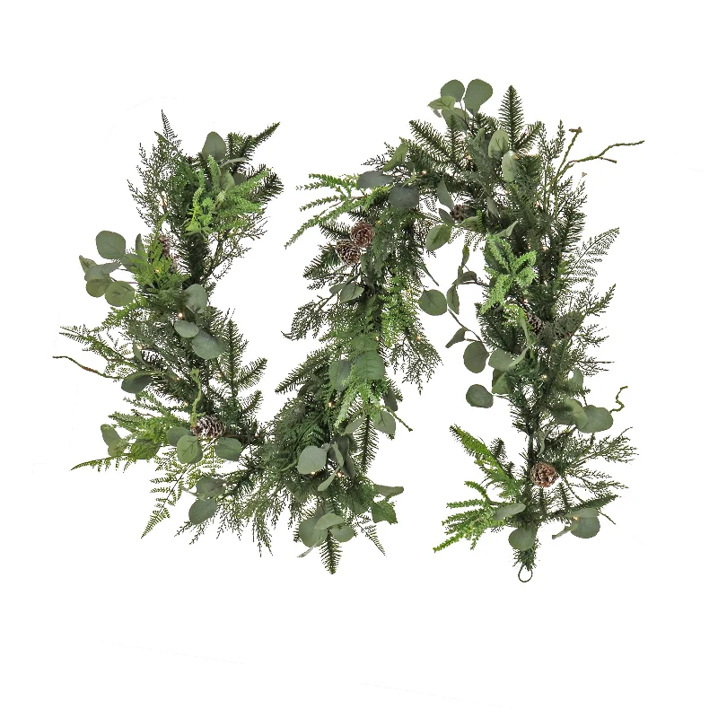 6 ft. Pre-Lit HGTV Home Collection Winter Garden Garland with LED Lights