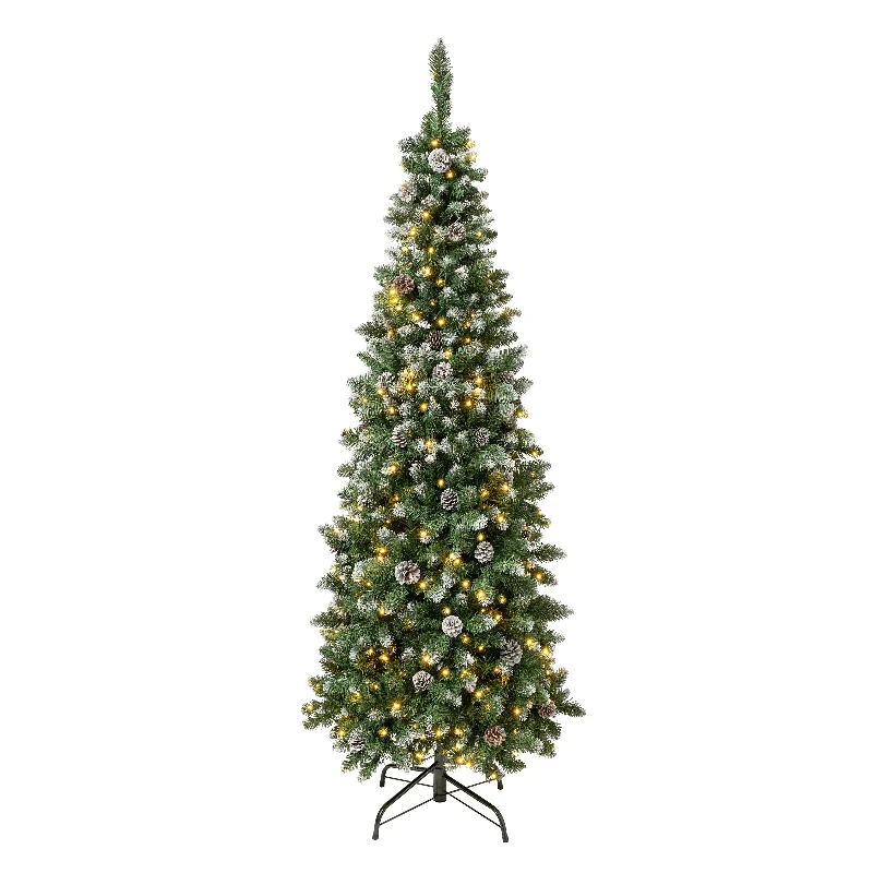 6 ft. Pre-Lit Oakley Hills Snow Slim Tree with LED Lights