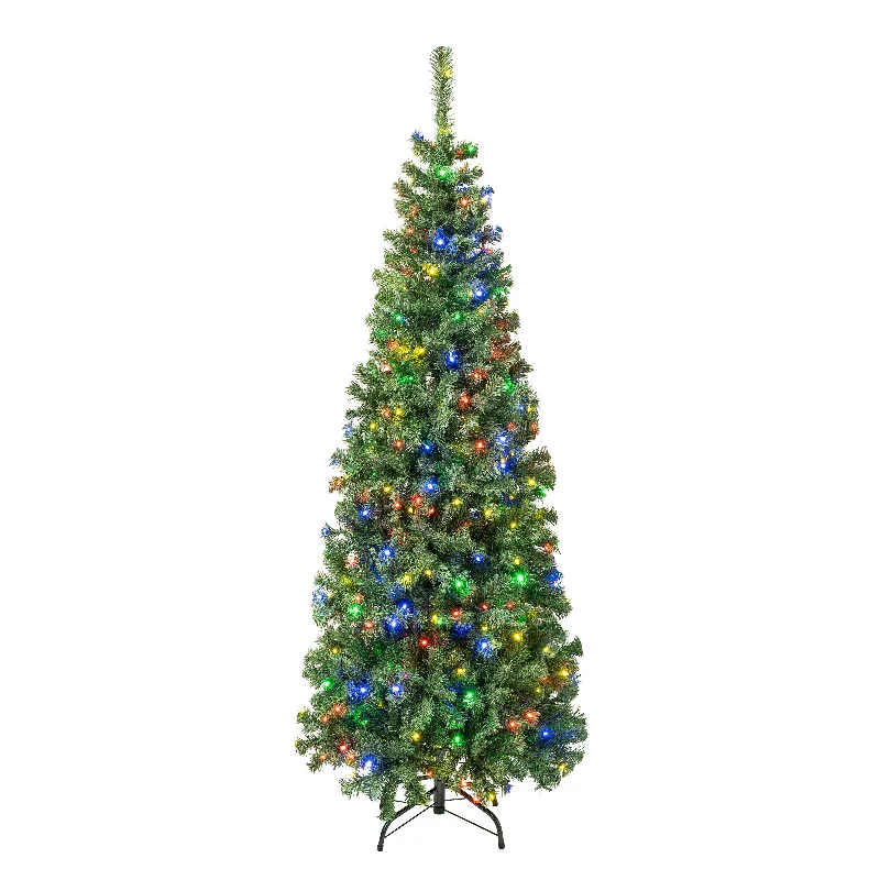 6 ft. Pre-Lit Sagamore Slim Tree with Multi LED Lights