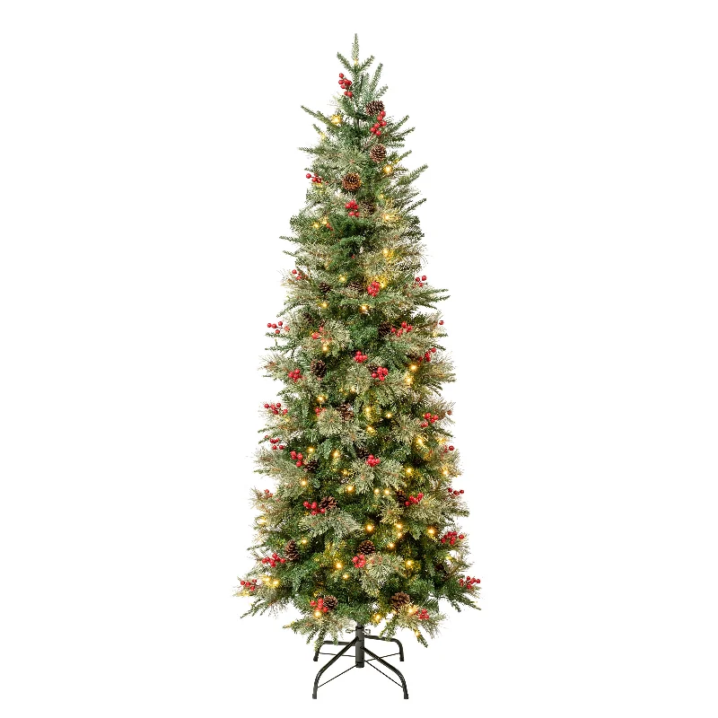 6 ft. Pre-Lit Virginia Pine Mixed Slim Tree with Warm White LED Lights