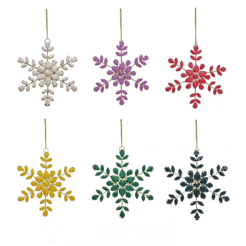 6-Piece HGTV Home Collection Beaded Snowflake Ornaments