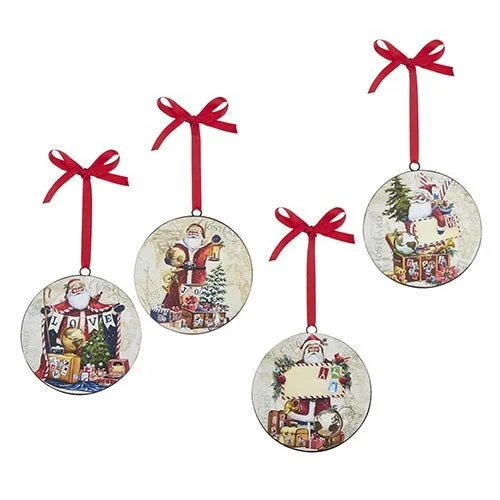 6" Destination Post Card Santa Disc Ornament