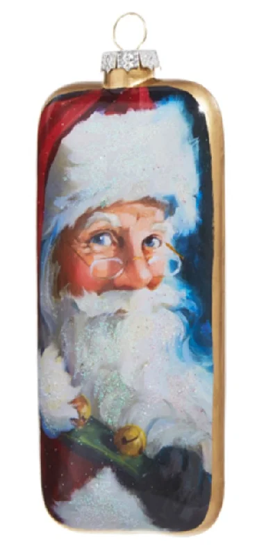 6" Glass Santa Portrait Ornament