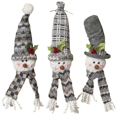 6" Plush Hanging Holiday Snowman Head Ornament