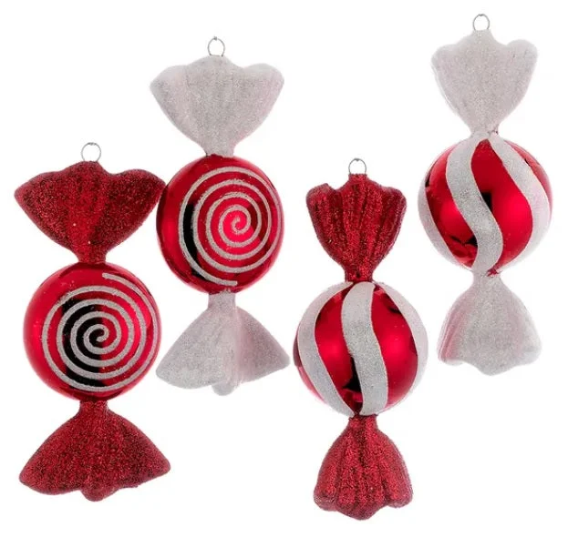 6" Shatterproof Red and White Candy Ornament