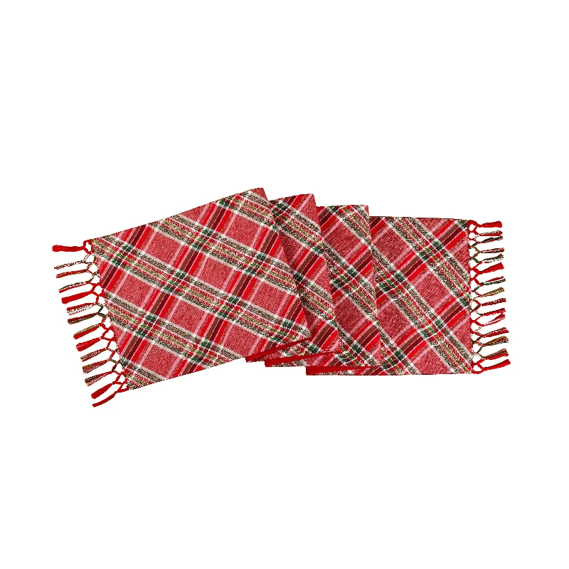 72 in. HGTV Home Collection Bias Cut Red Plaid Table Runner