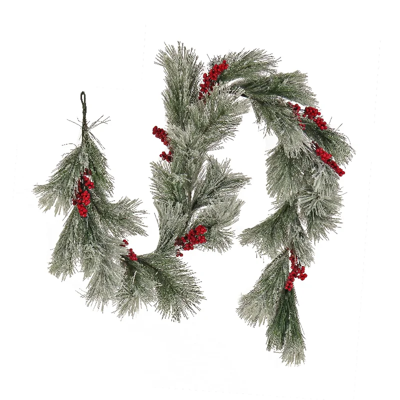 8 ft. Snowy Pine Berry Plastic Garland